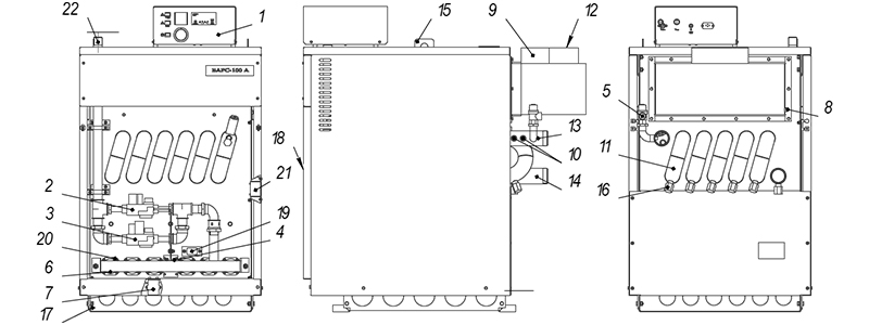 Устройство котла «Барс 100» с КСУБ 20.05